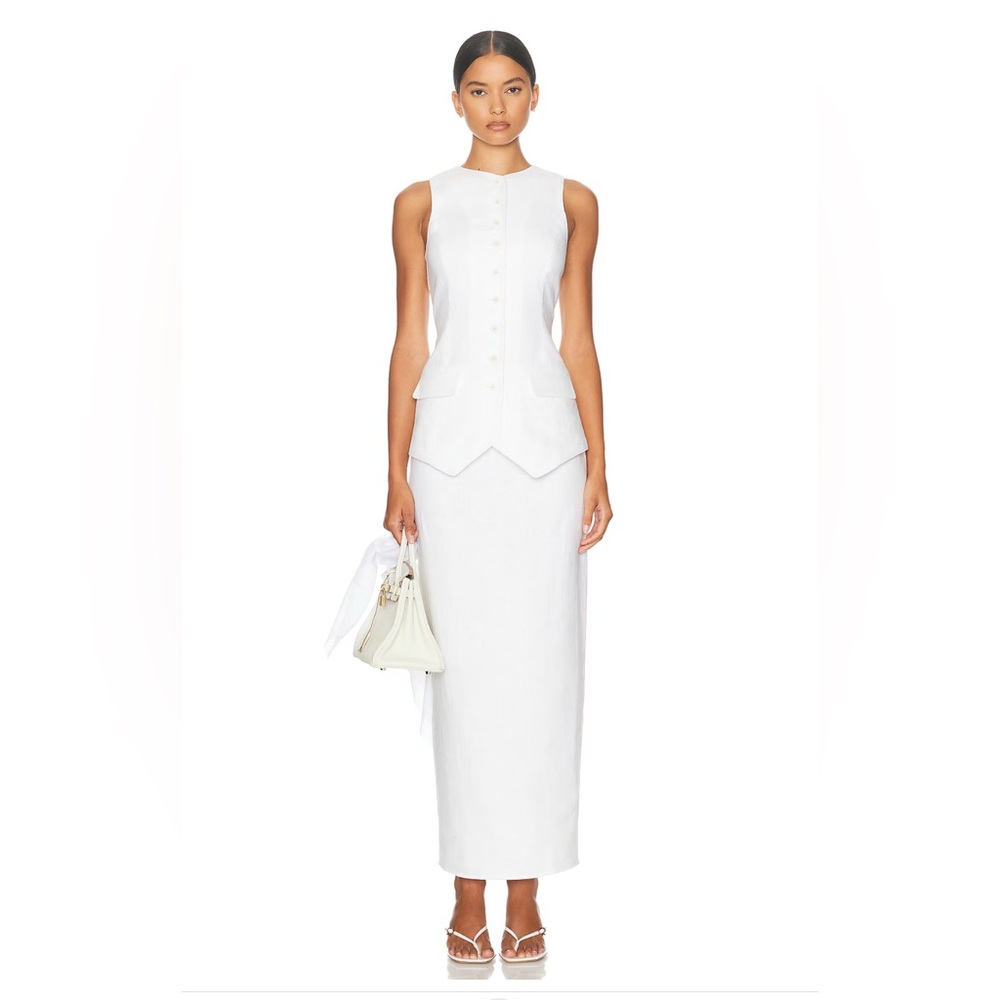 Helsa linen button tunic vest